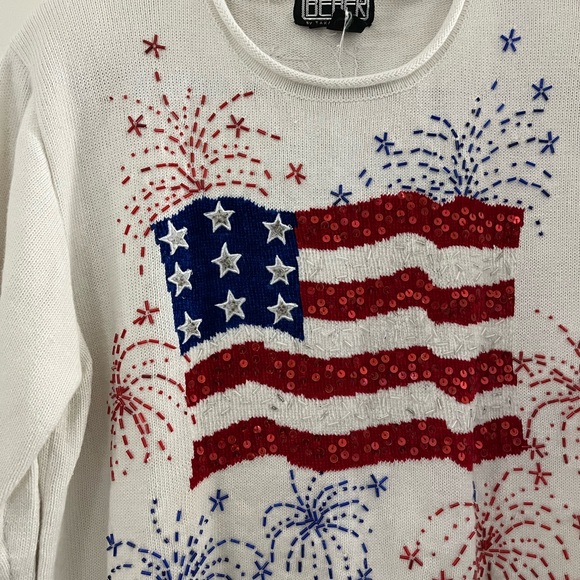 Vintage USA beaded sequin ivory sweater. Fits like women’s large. - Picture 2 of 4